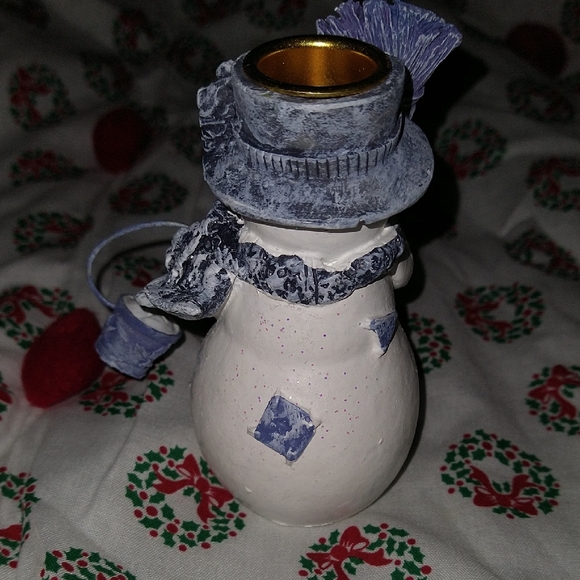 NWOT Ceramic Snowman Candle Holder - Picture 3 of 5